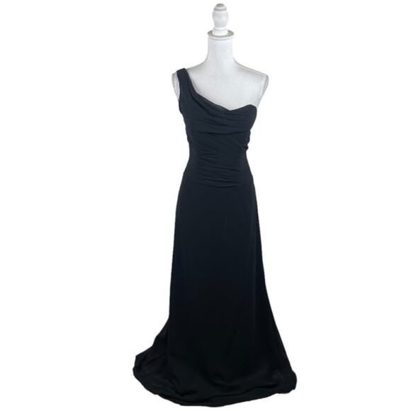 Hayley Paige Occasions Black Evening Party One Shoulder Maxi Dress NWOT Size 10 - Picture 2 of 14
